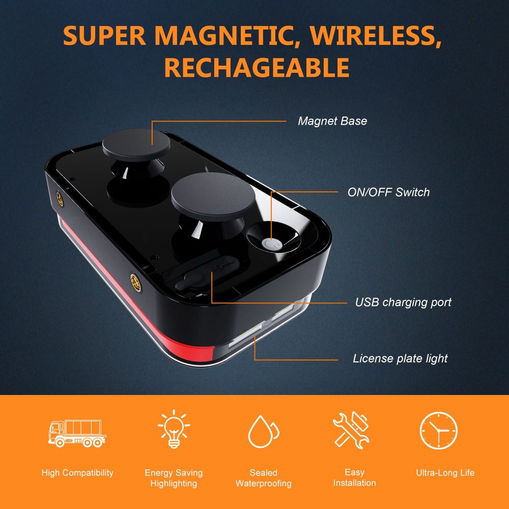 Wireless trailer light with magnetic base-2
